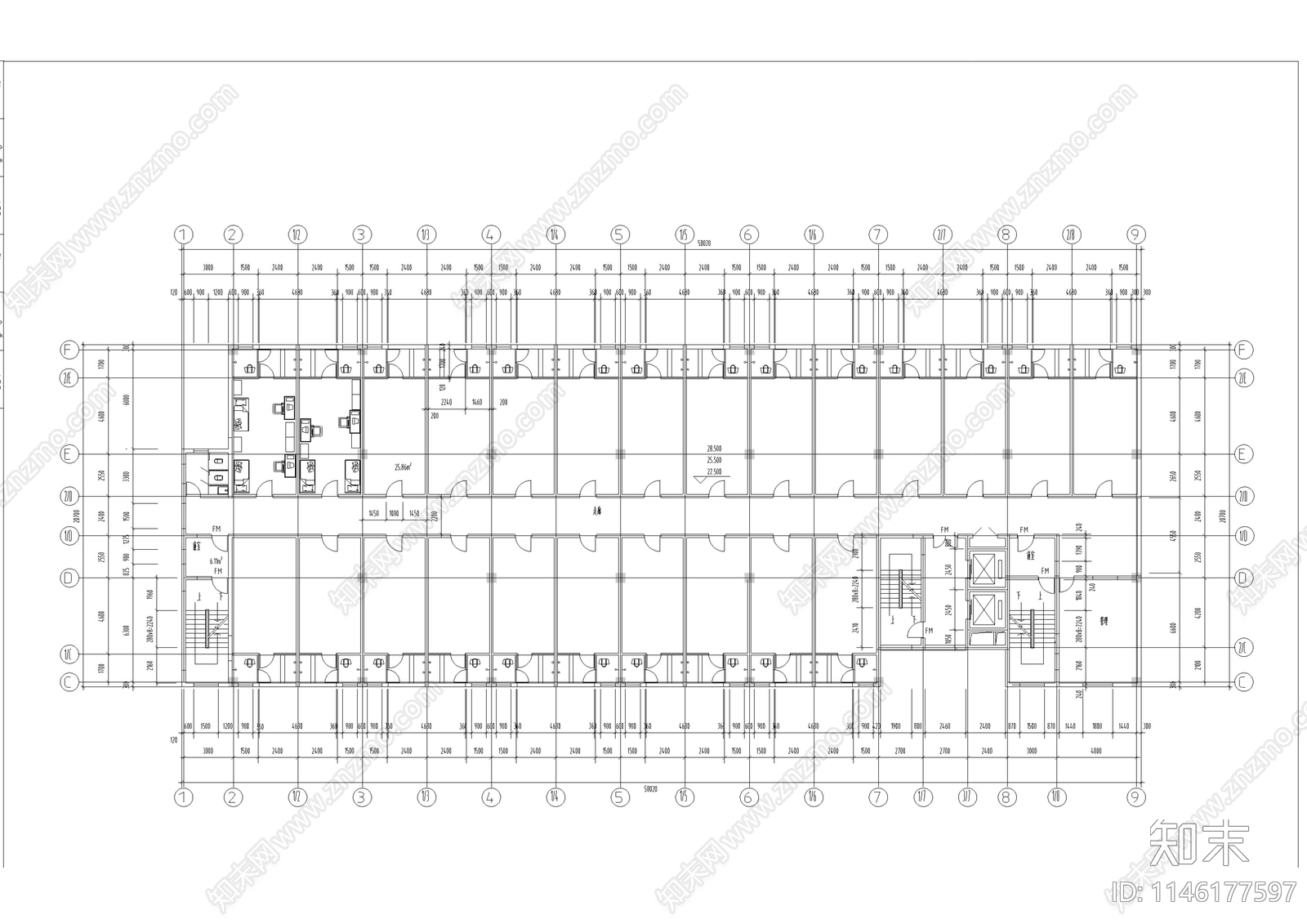 学生公寓建筑cad施工图下载【ID:1146177597】