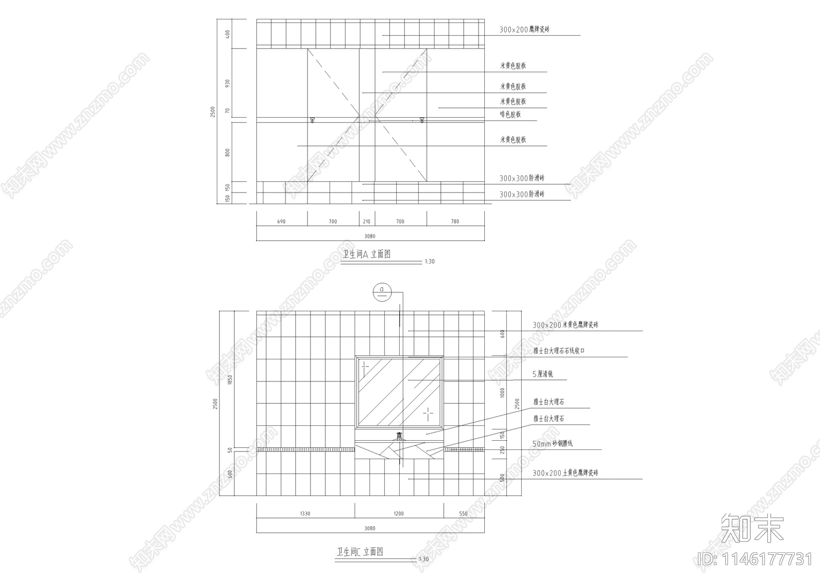 售楼部大堂精装建筑cad施工图下载【ID:1146177731】