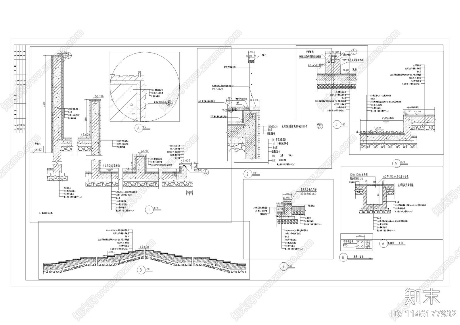 景观水池池底大样施工图下载【ID:1146177932】