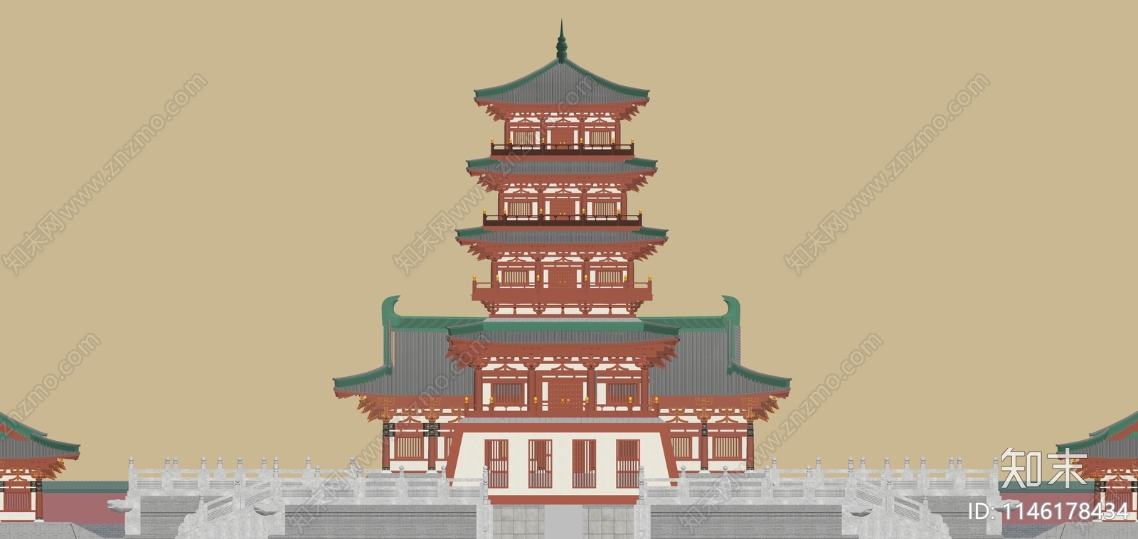 中式古建筑SU模型下载【ID:1146178434】