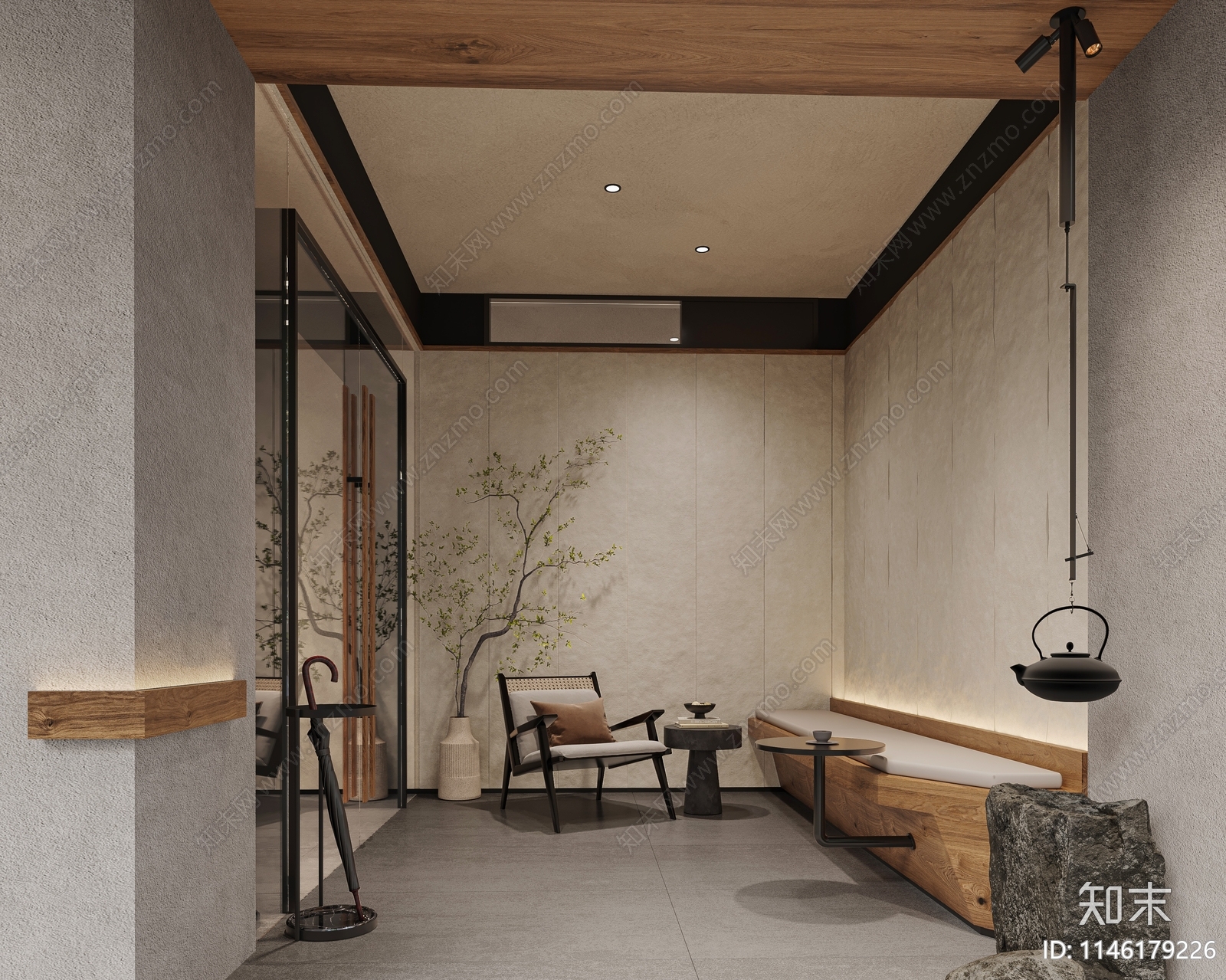 侘寂风奶茶店3D模型下载【ID:1146179226】