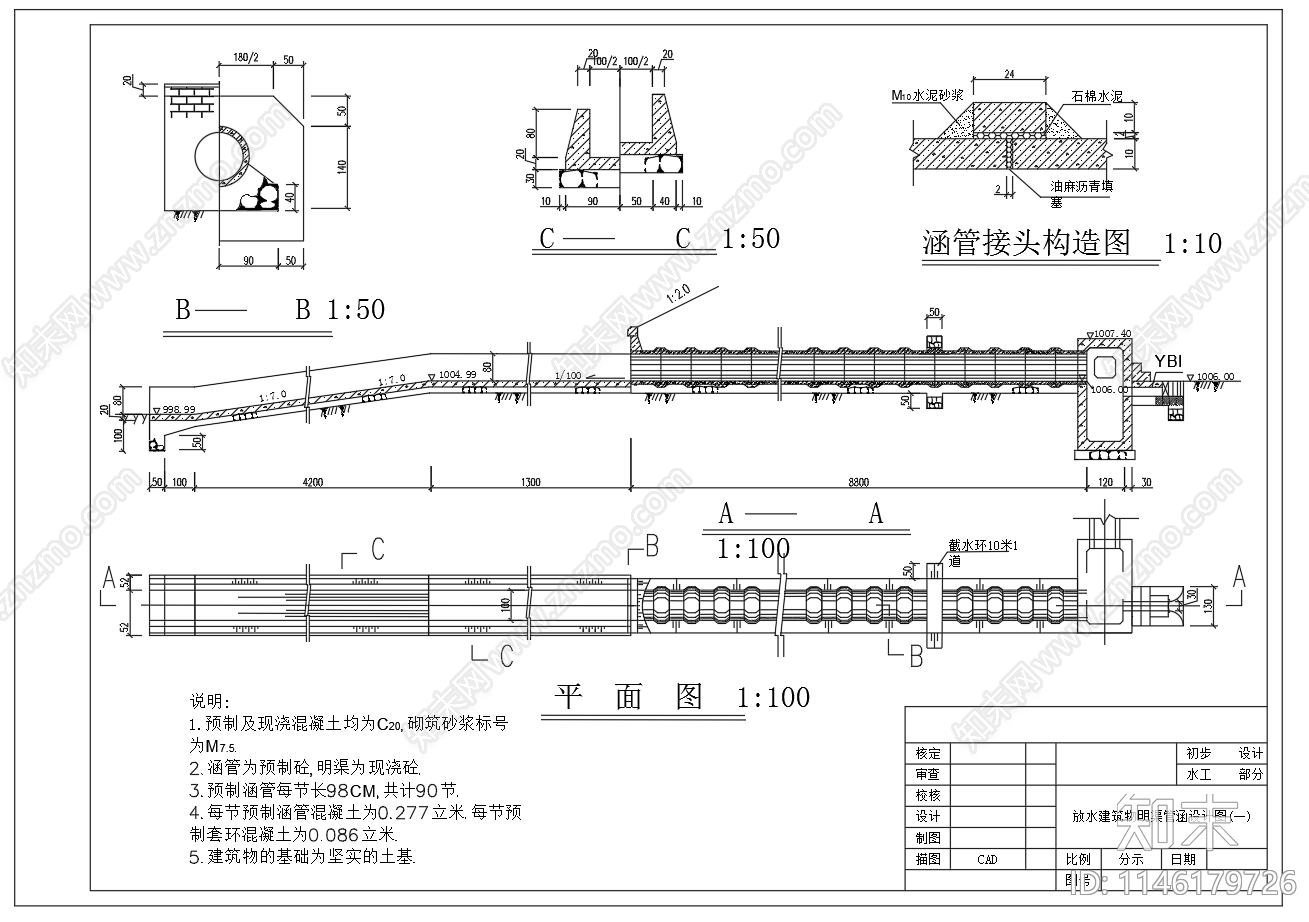放水建筑物管涵卧管消力井设计图施工图下载【ID:1146179726】