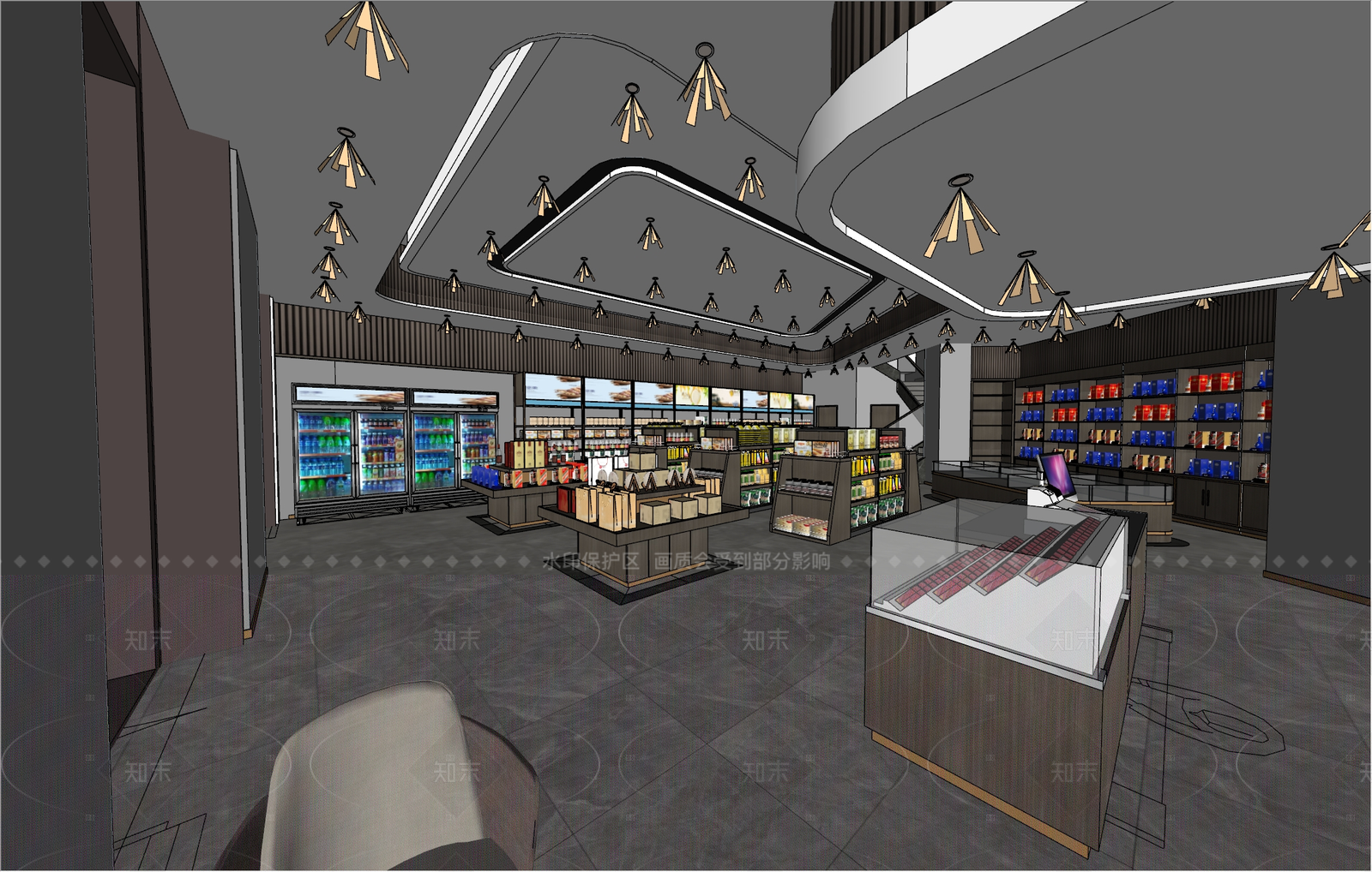 现代烟酒店SU模型下载【ID:1146180843】