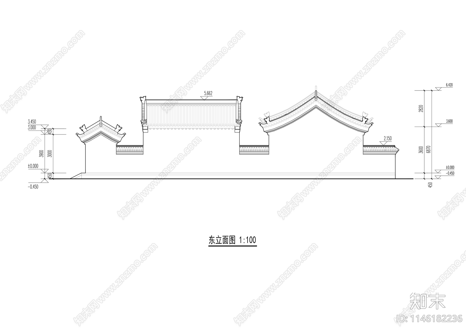 传统四合院建筑cad施工图下载【ID:1146182236】