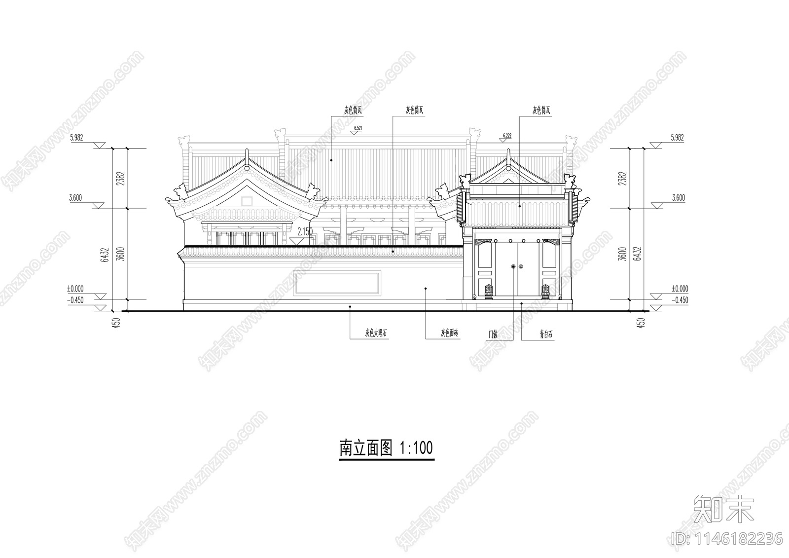 传统四合院建筑cad施工图下载【ID:1146182236】