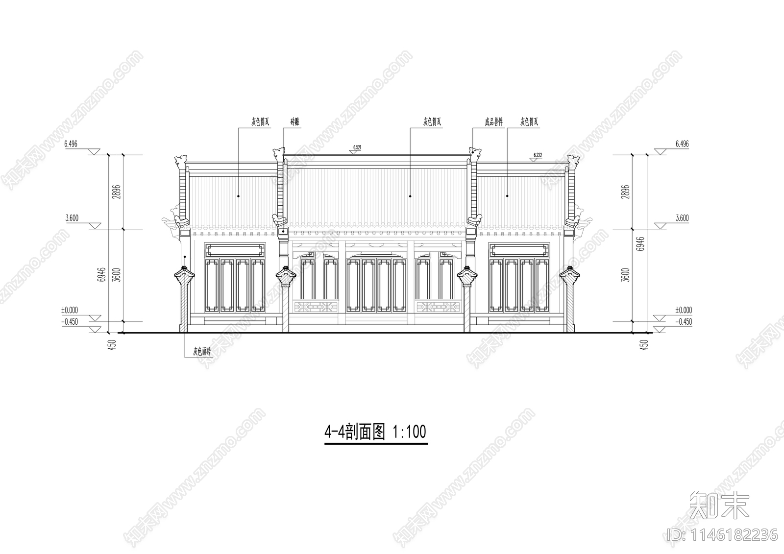 传统四合院建筑cad施工图下载【ID:1146182236】