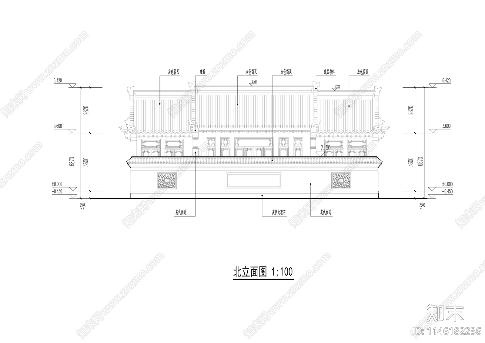 传统四合院建筑cad施工图下载【ID:1146182236】