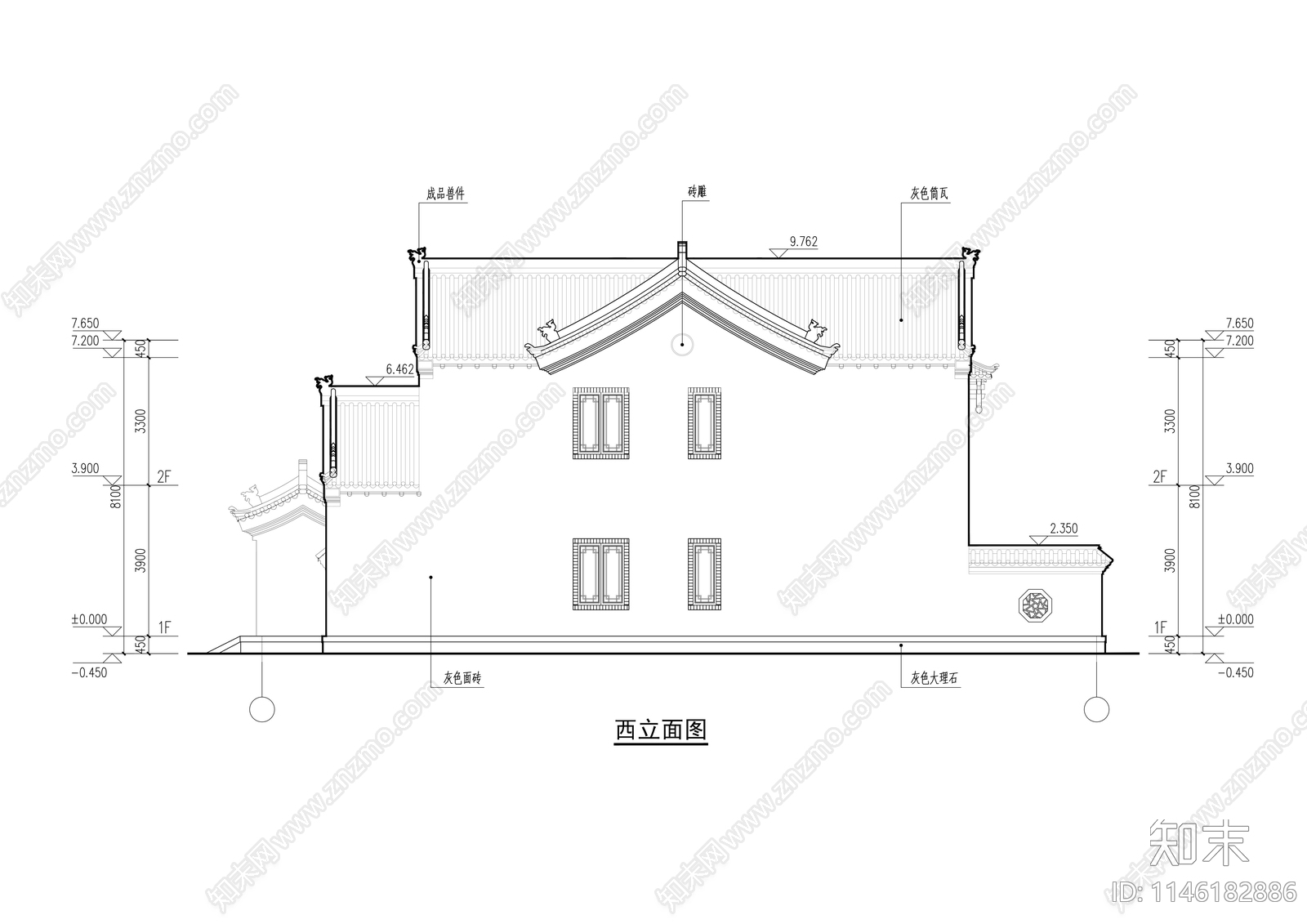 四合院建筑cad施工图下载【ID:1146182886】