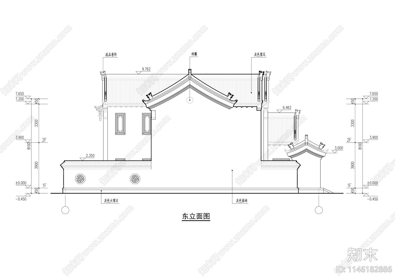 四合院建筑cad施工图下载【ID:1146182886】