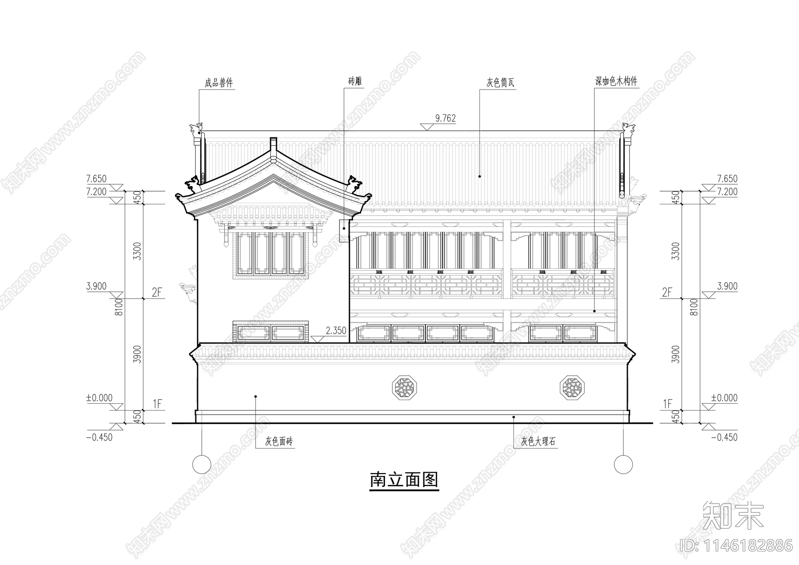 四合院建筑cad施工图下载【ID:1146182886】