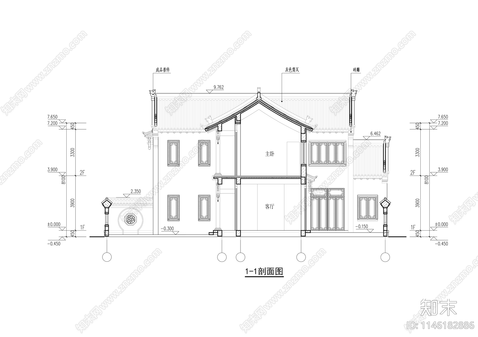 四合院建筑cad施工图下载【ID:1146182886】