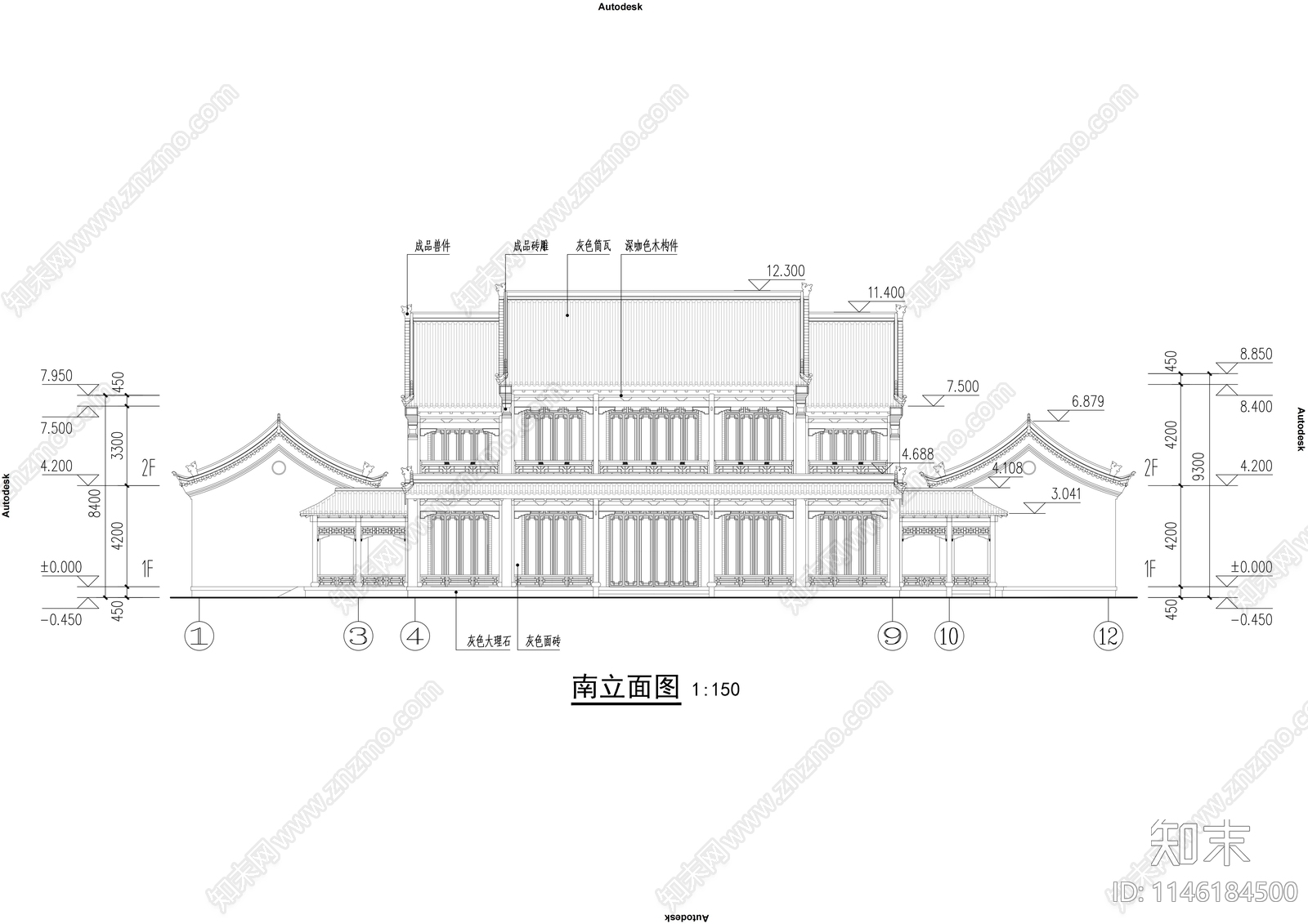 四合院建筑施工图下载【ID:1146184500】