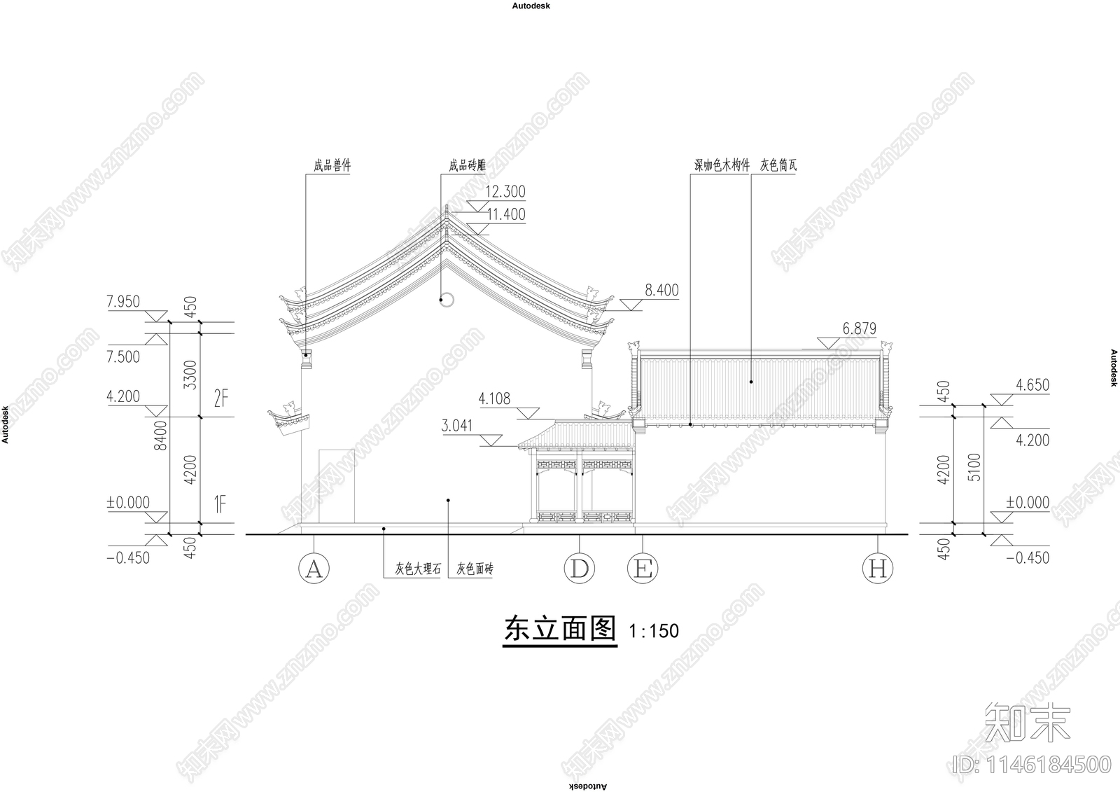 四合院建筑施工图下载【ID:1146184500】