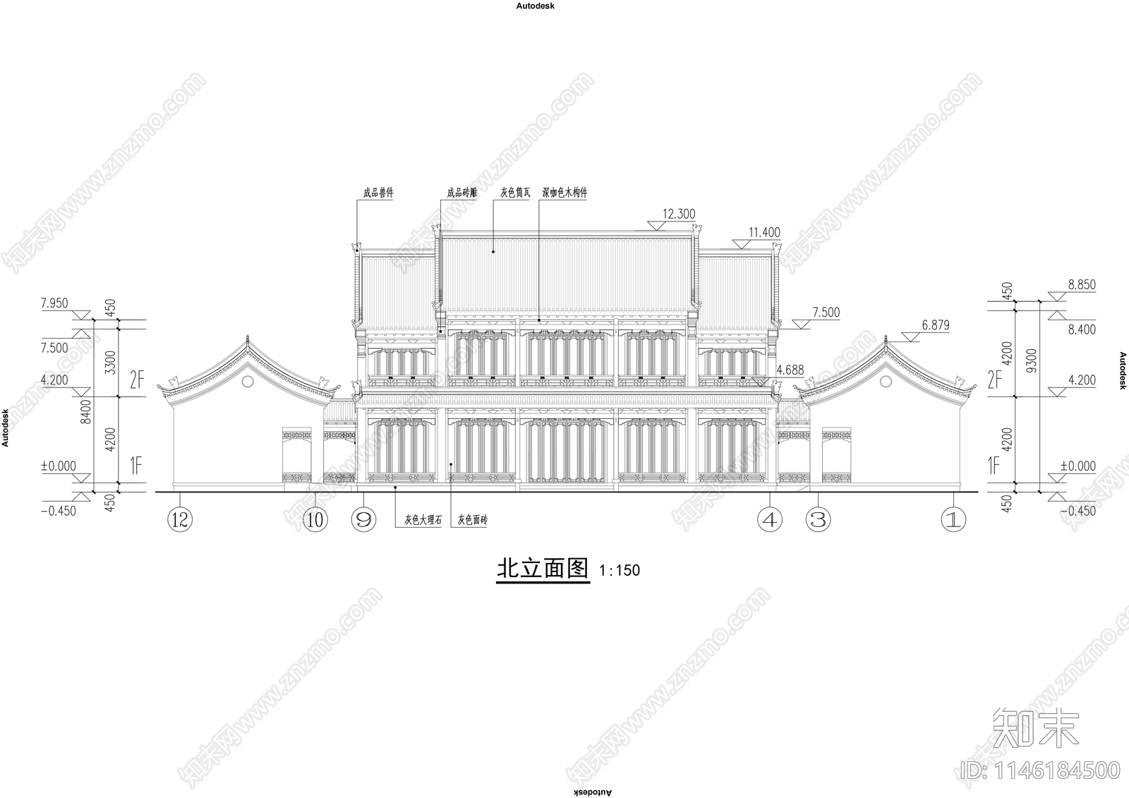 四合院建筑施工图下载【ID:1146184500】