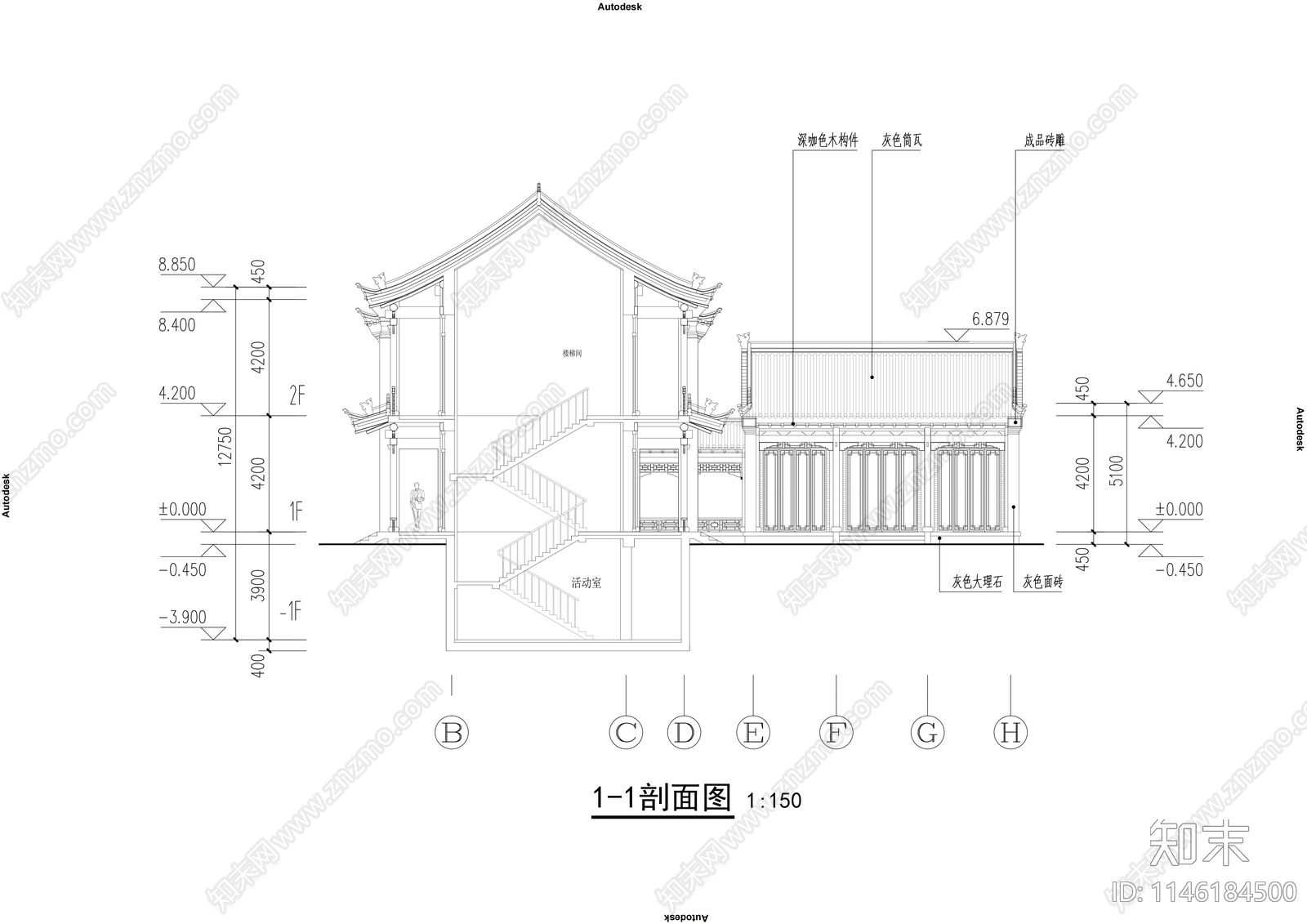 四合院建筑施工图下载【ID:1146184500】