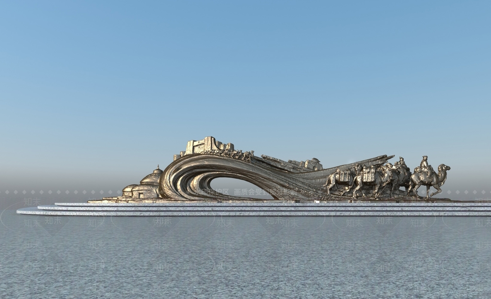 现代古人骑马雕塑小品SU模型下载【ID:1146184319】