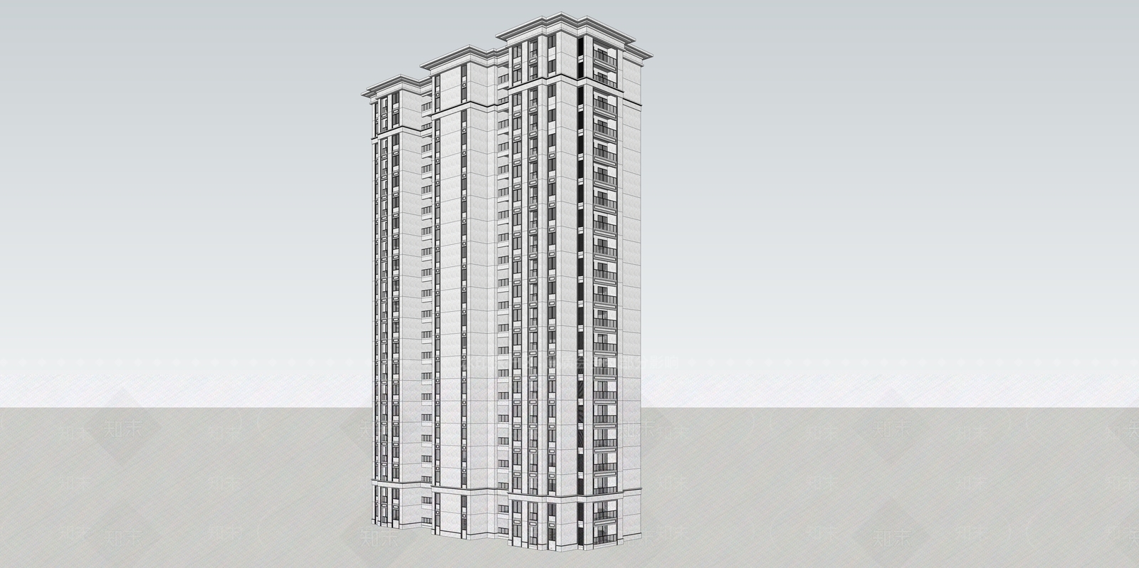 现代高层住宅SU模型下载【ID:1146190093】