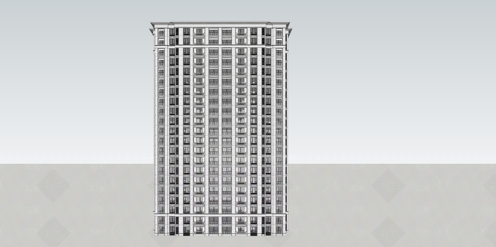 现代高层住宅SU模型下载【ID:1146190093】