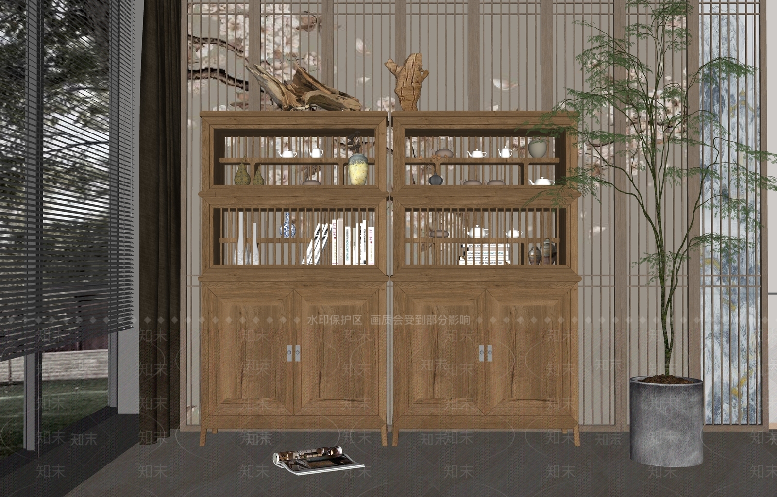 新中式橱柜SU模型下载【ID:1146190400】