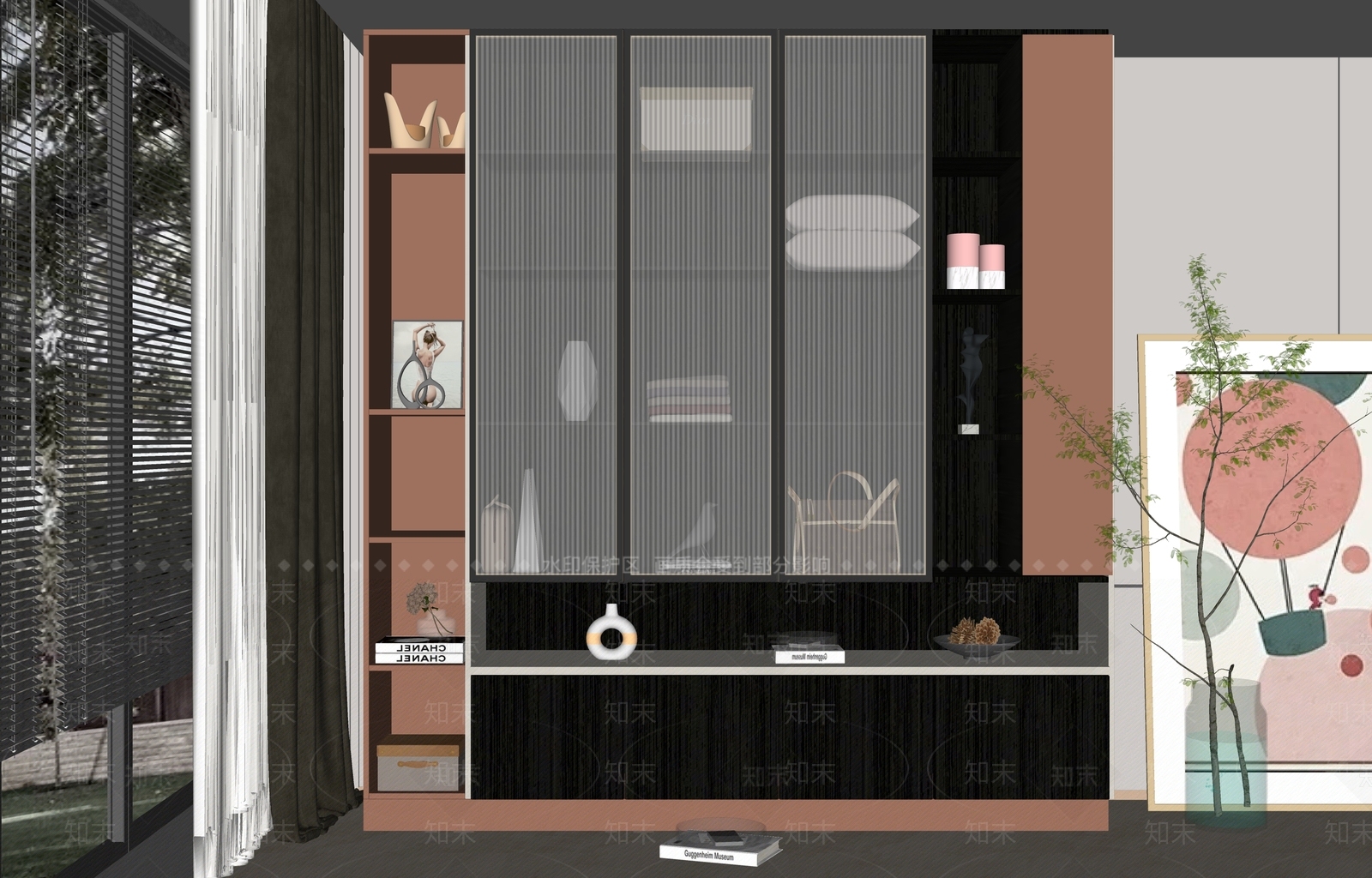 现代装饰柜SU模型下载【ID:1146191976】