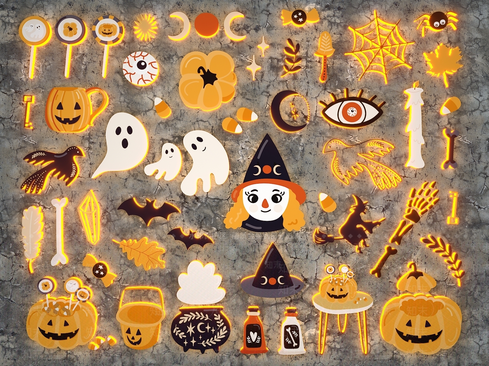 现代万圣节装饰灯3D模型下载【ID:1146192797】