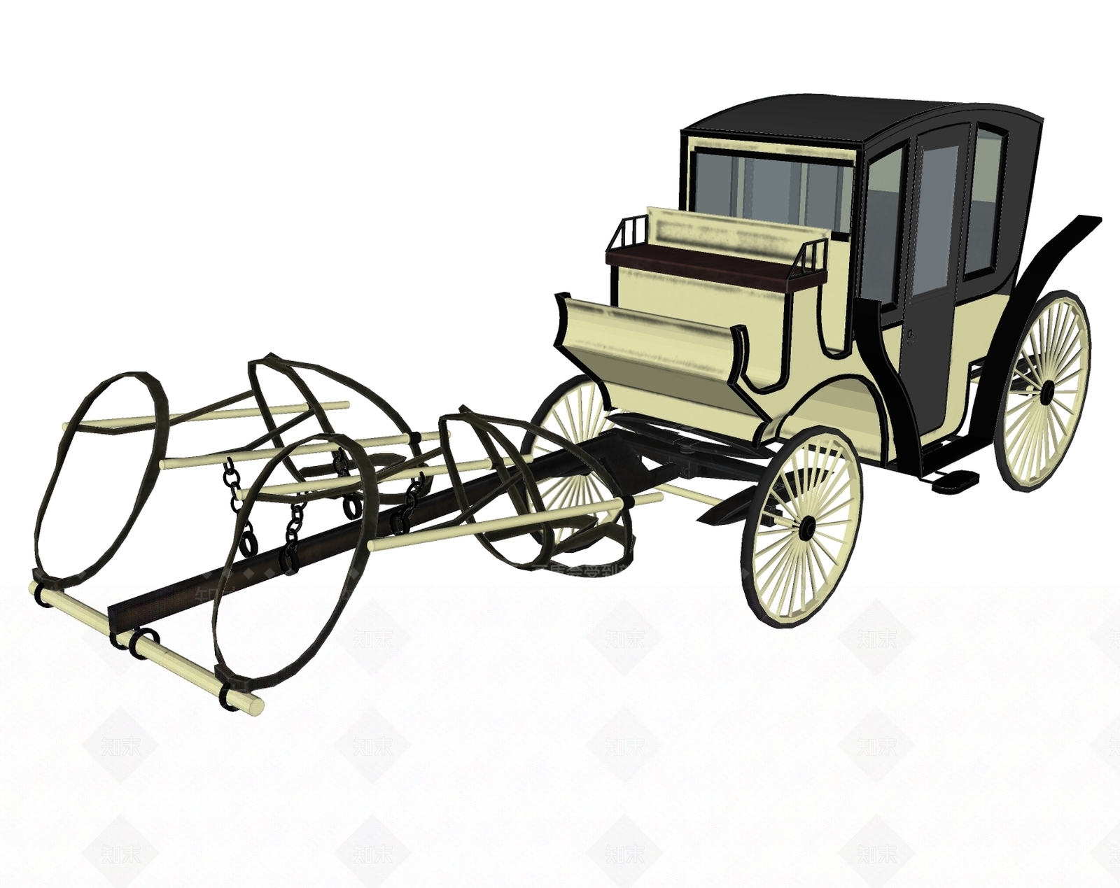 观光马车SU模型下载【ID:1146193052】
