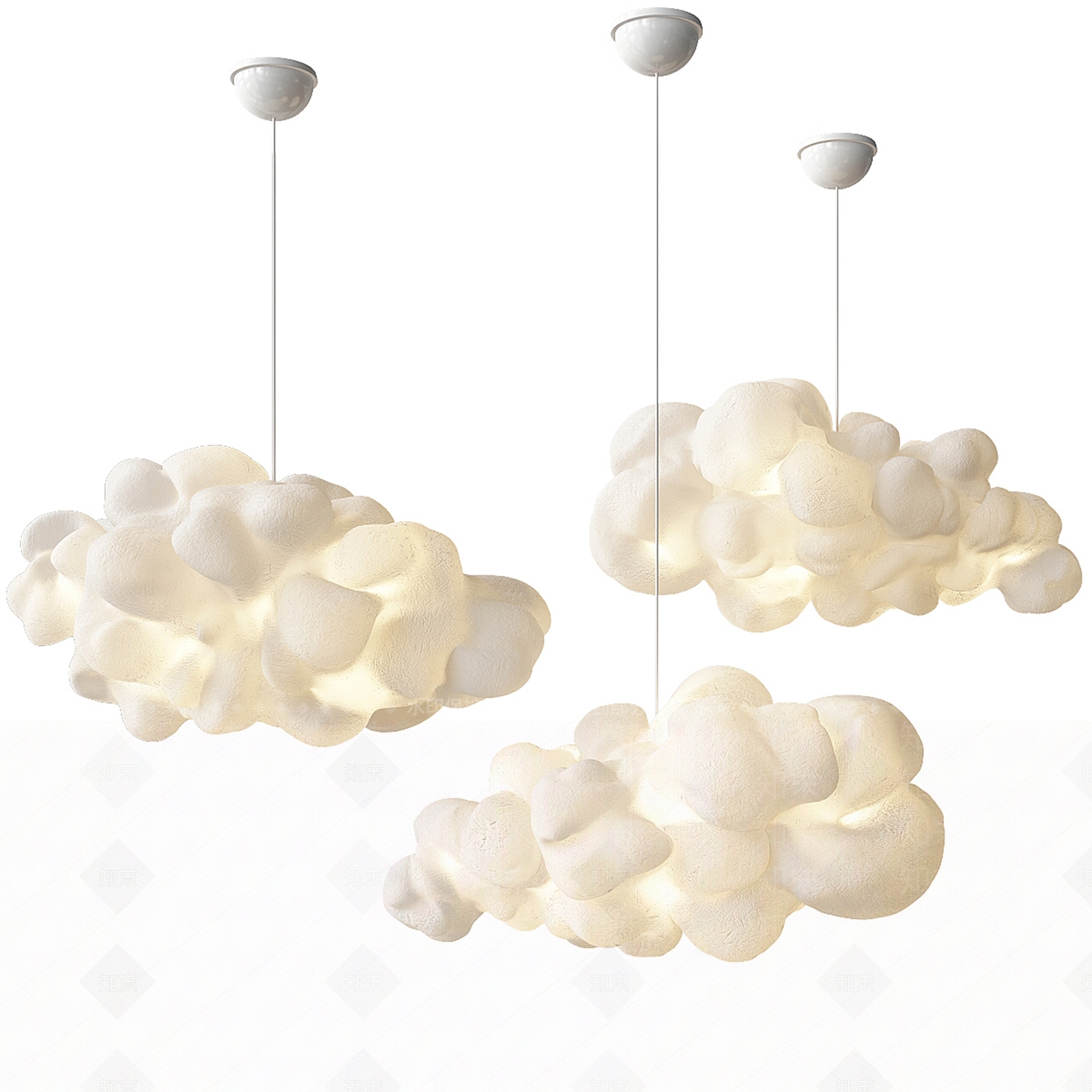 现代云朵吊灯3D模型下载【ID:1146193686】