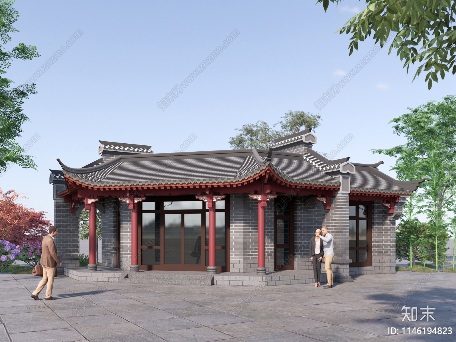 中式餐饮建筑SU模型下载【ID:1146194823】