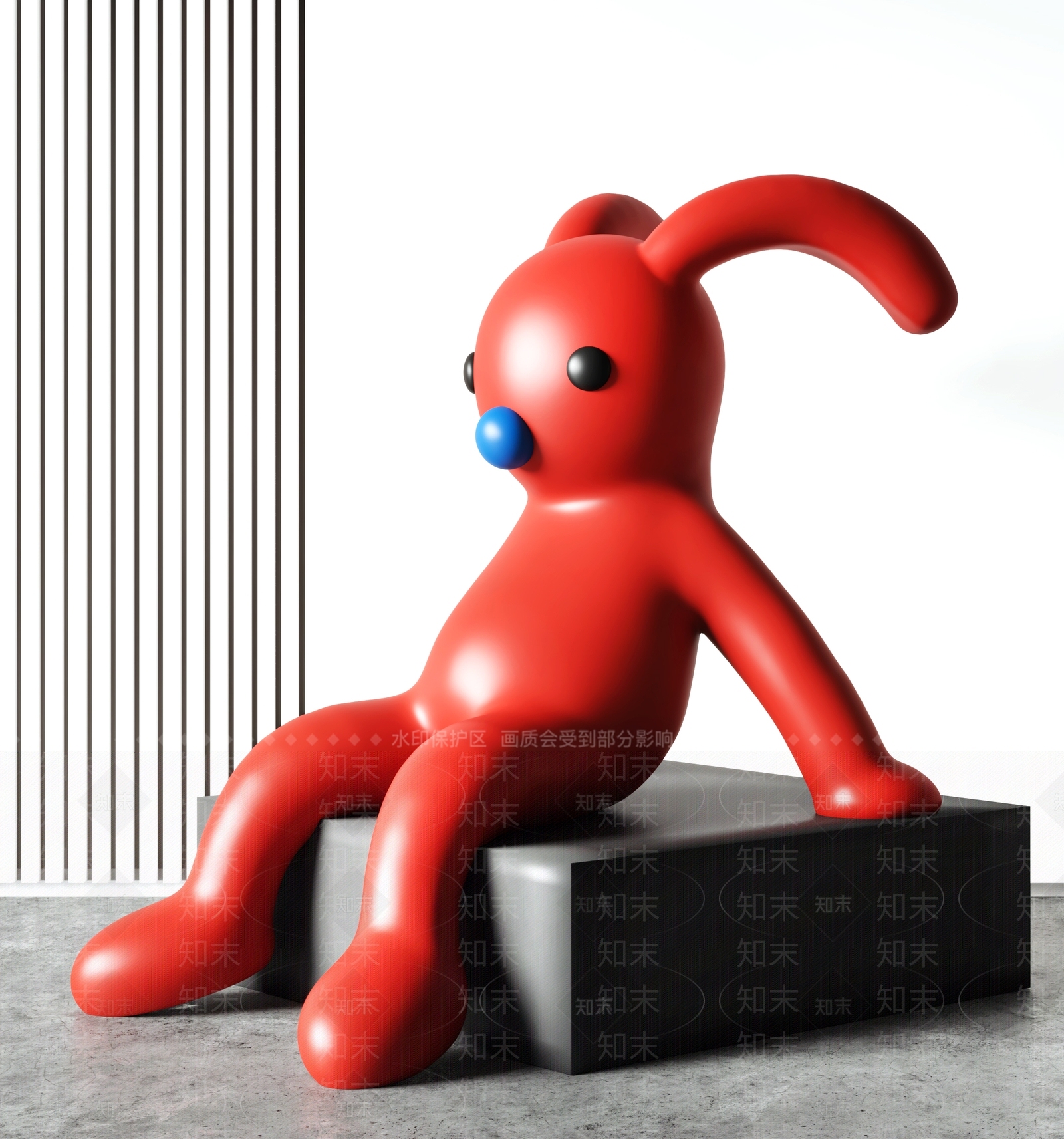 现代兔子雕塑摆件SU模型下载【ID:1146198078】