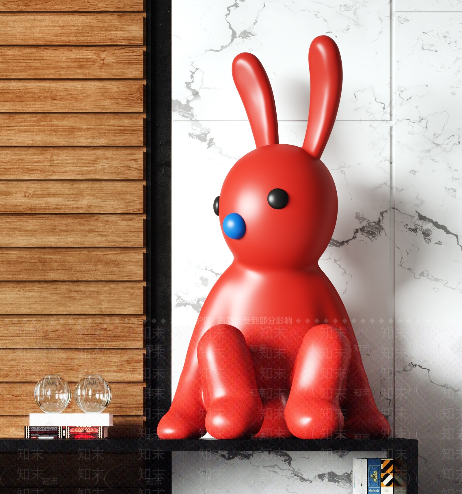 现代兔子雕塑摆件SU模型下载【ID:1146198143】