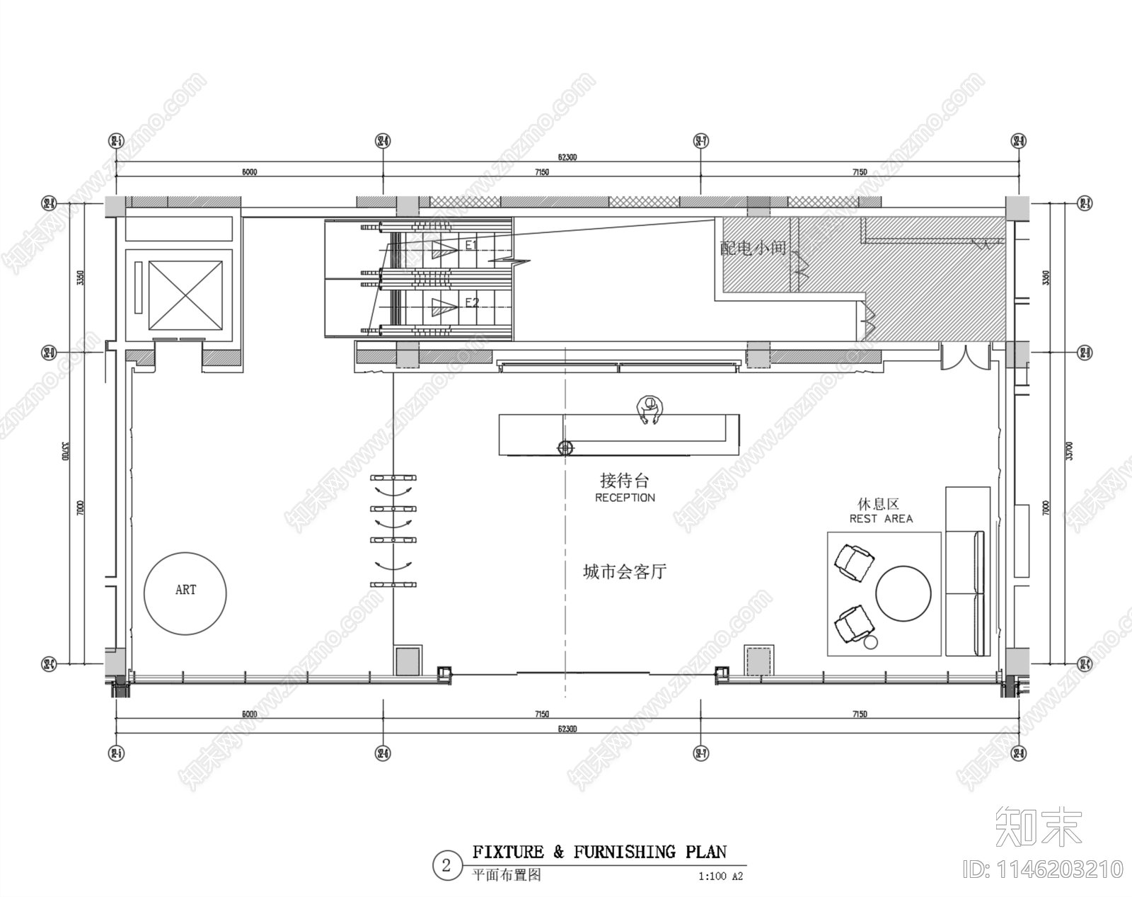 长沙中海湘水锦园城市客厅公区室内cad施工图下载【ID:1146203210】