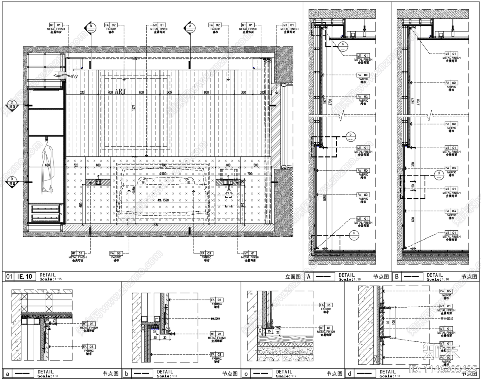 郑州融创金水府218m²样板房室内cad施工图下载【ID:1146203425】