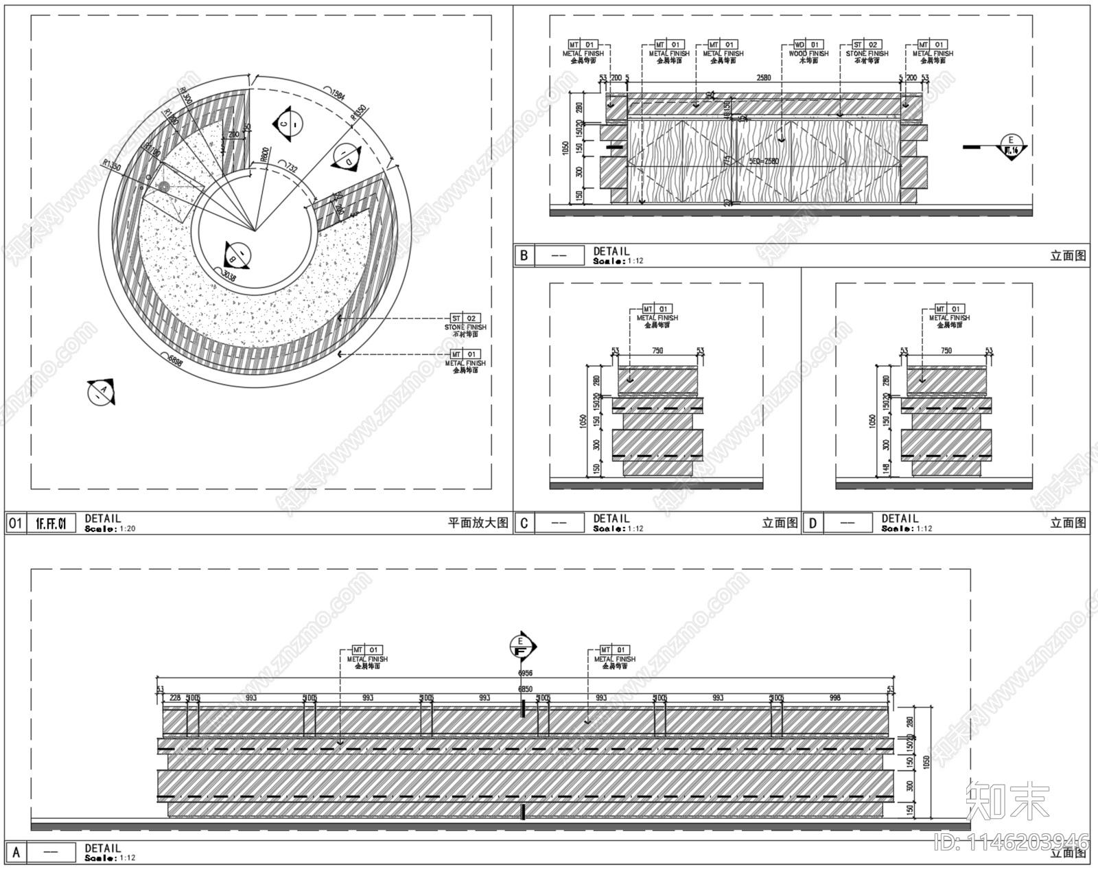 西安枫丹江屿售楼处室内cad施工图下载【ID:1146203946】