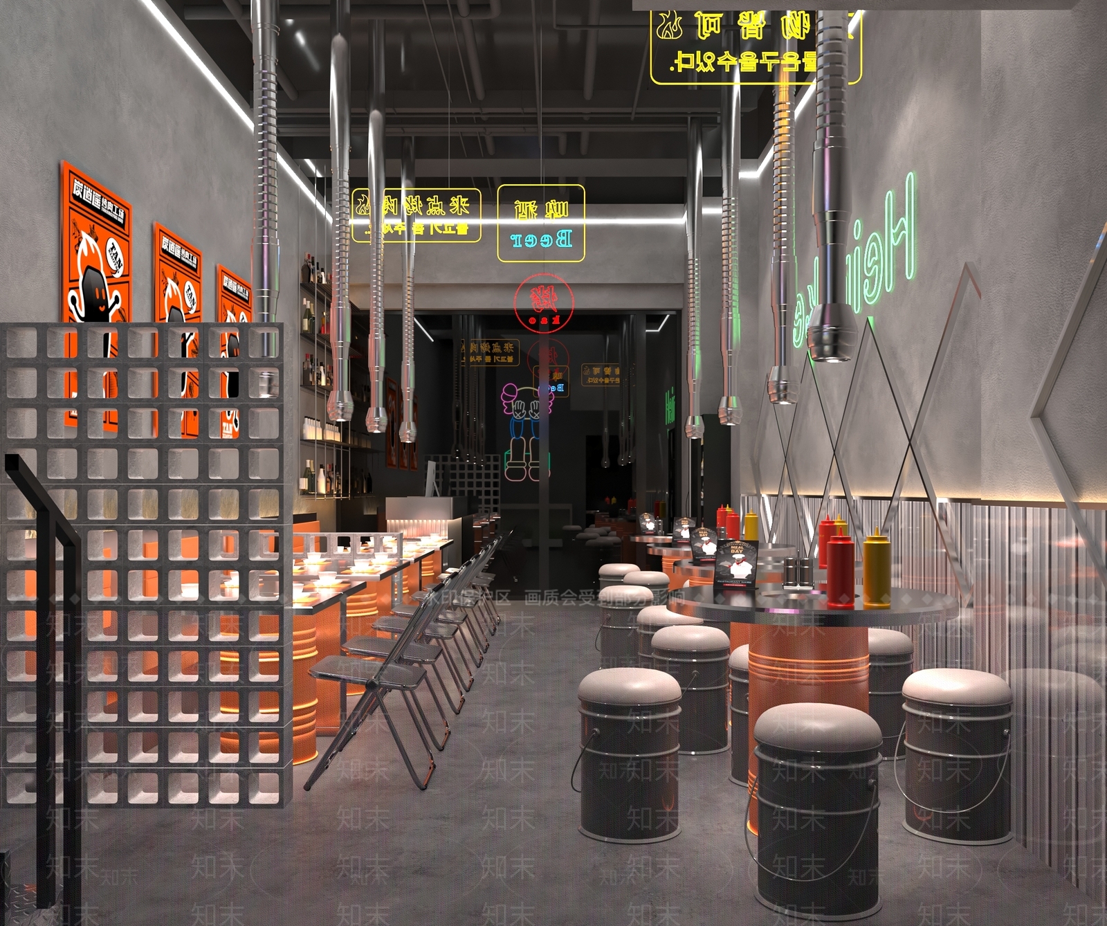 工业风快餐店3D模型下载【ID:1214062430】