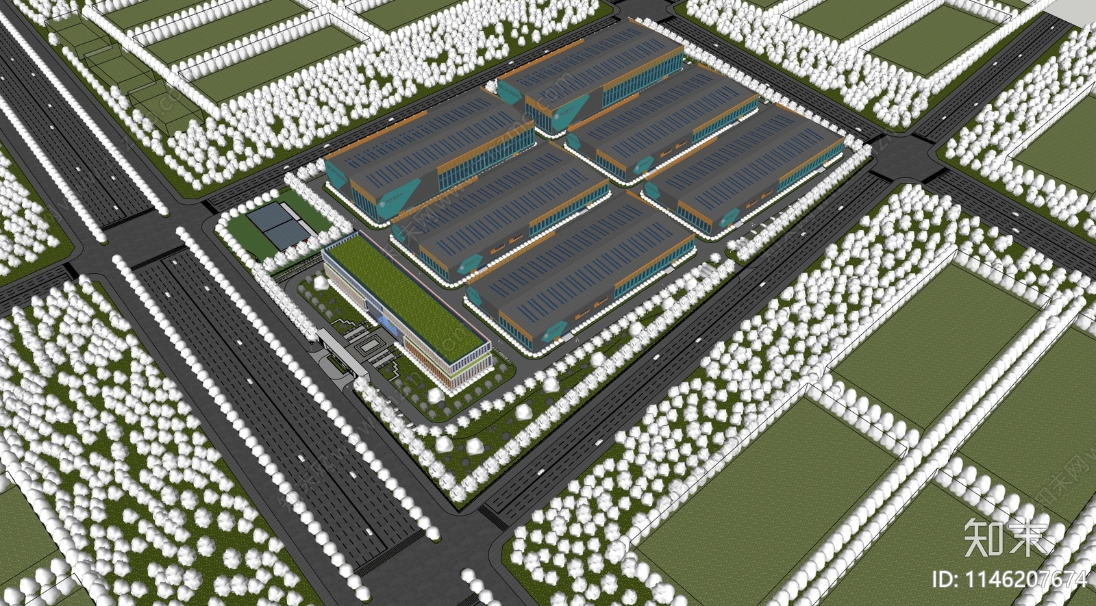 现代厂房SU模型下载【ID:1146207674】