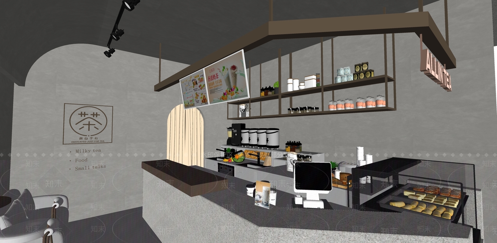工业风奶茶店SU模型下载【ID:1146207999】