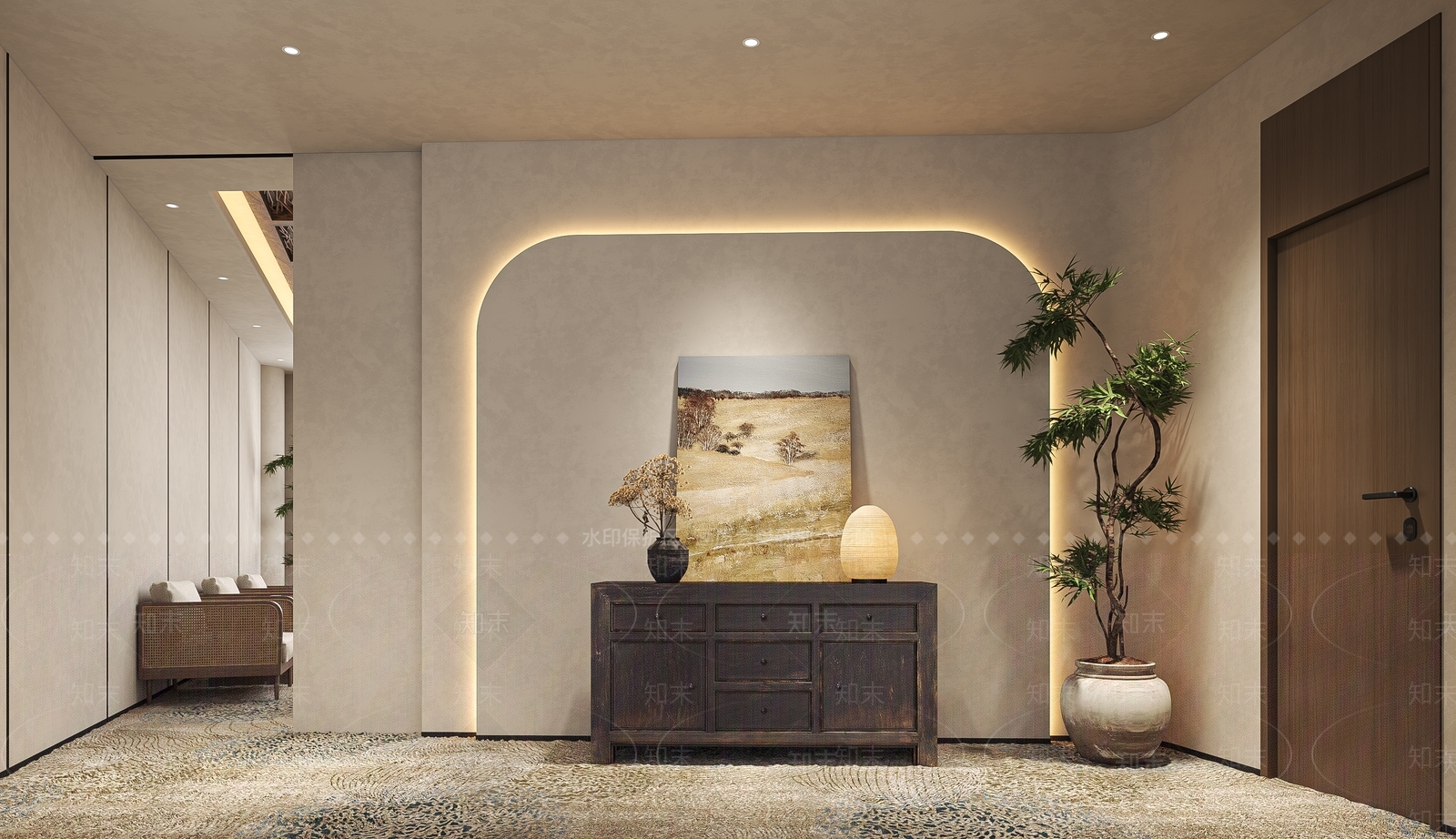 侘寂民宿接待室3D模型下载【ID:1146208673】