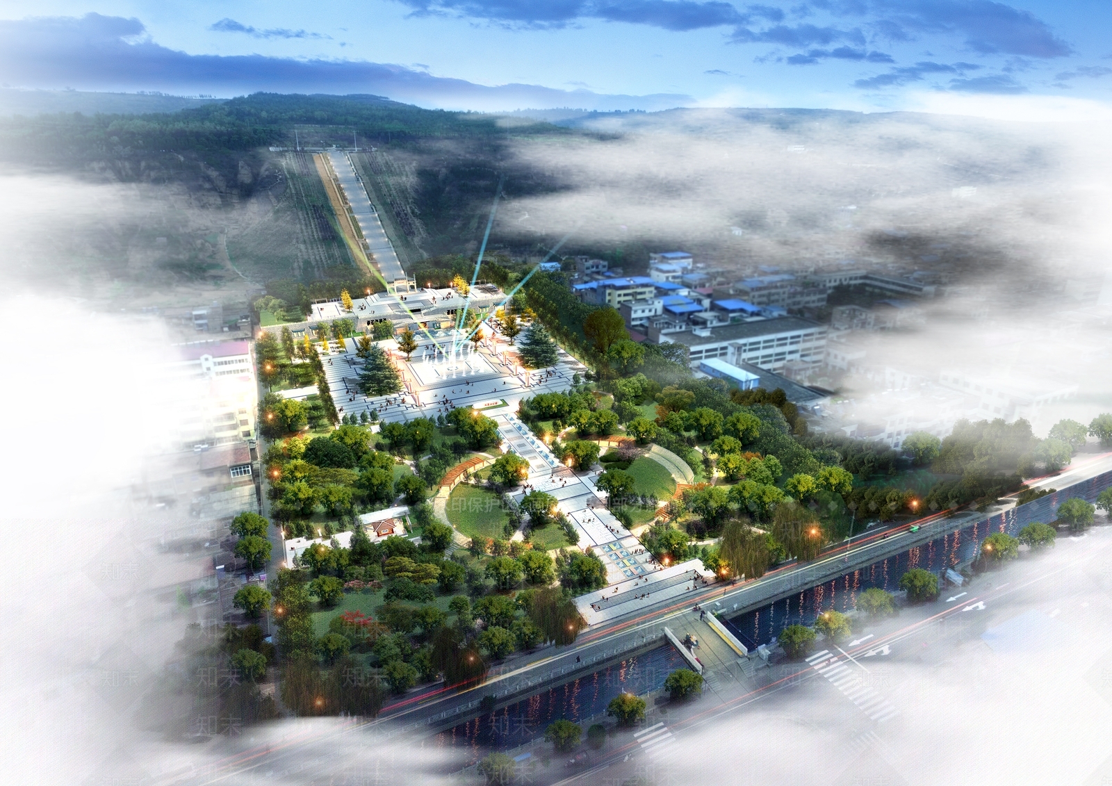 新中式广场景观SU模型下载【ID:1146211559】