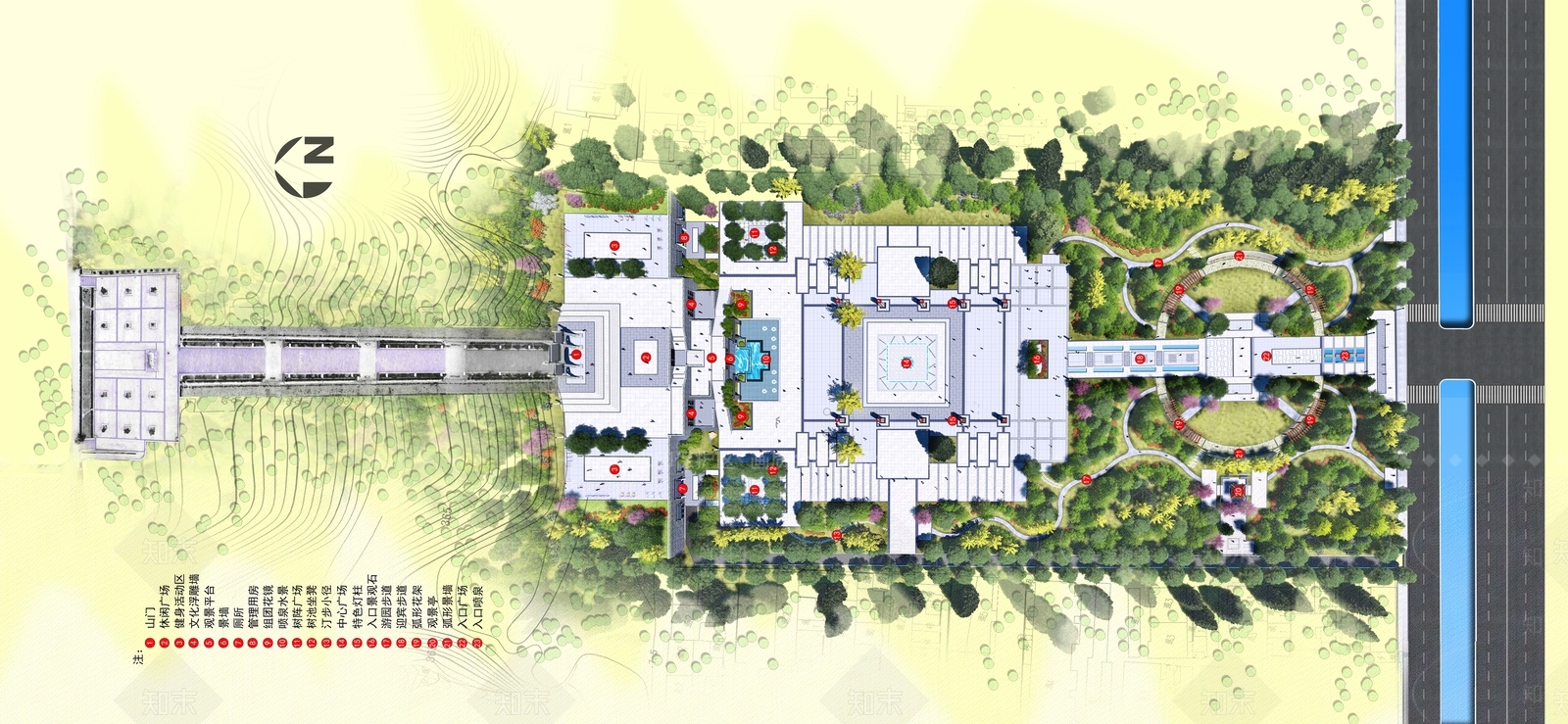 新中式广场景观SU模型下载【ID:1146211559】