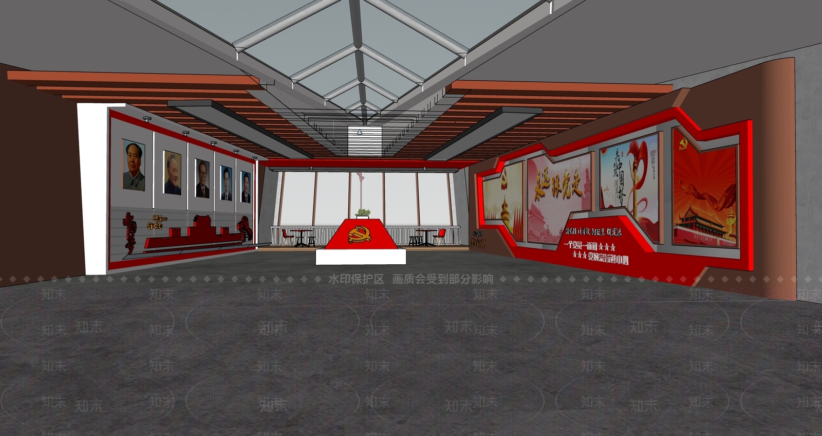 现代党建展厅SU模型下载【ID:1146225577】