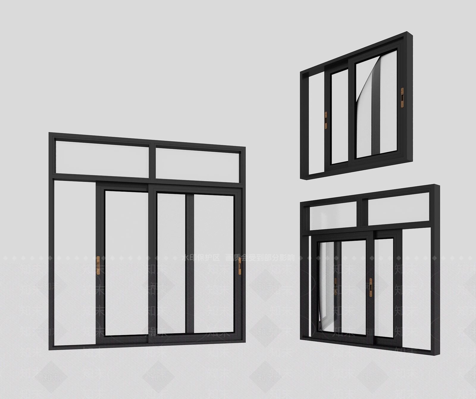 现代推拉窗SU模型下载【ID:1146225563】