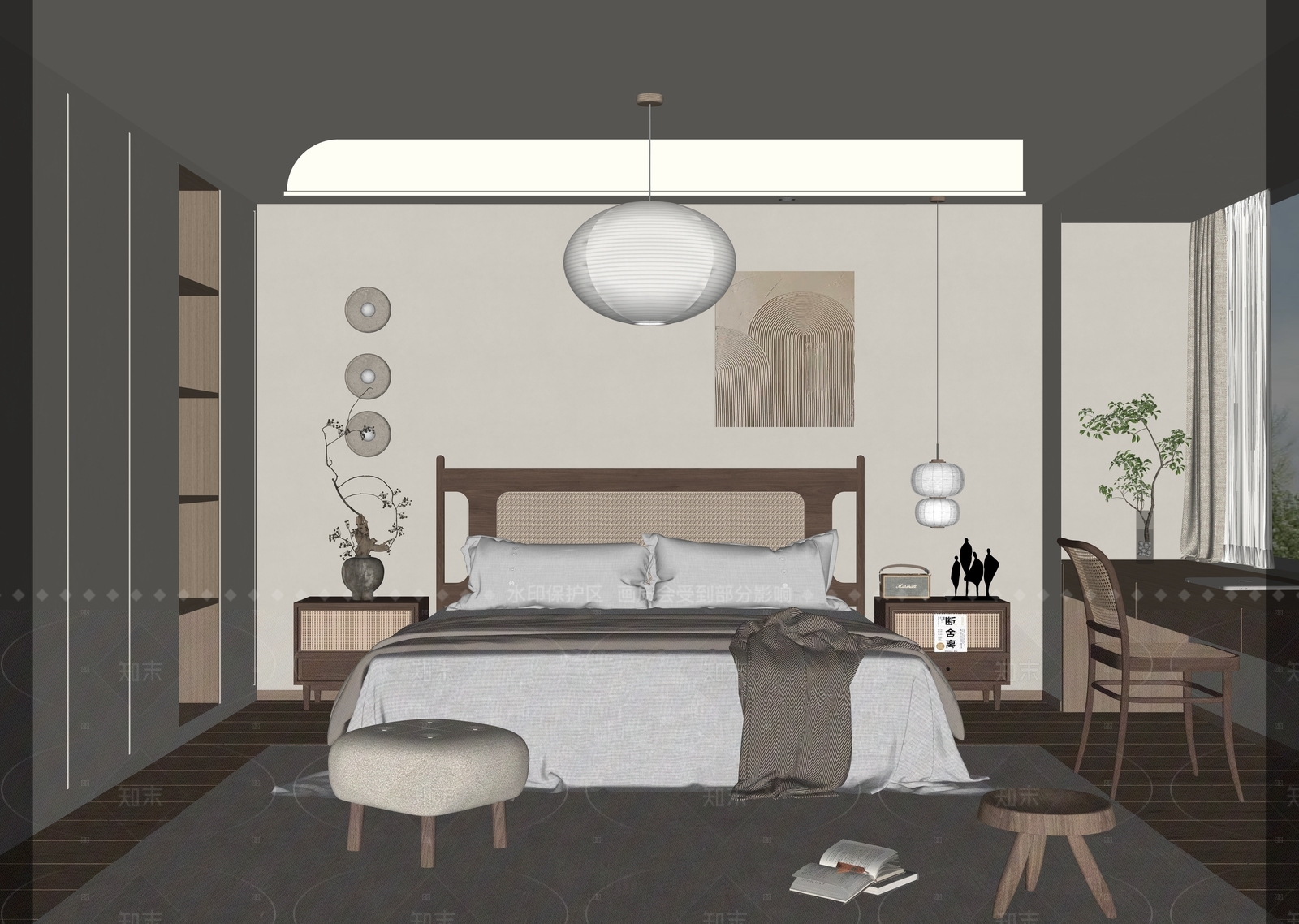 侘寂家居卧室SU模型下载【ID:1215966614】