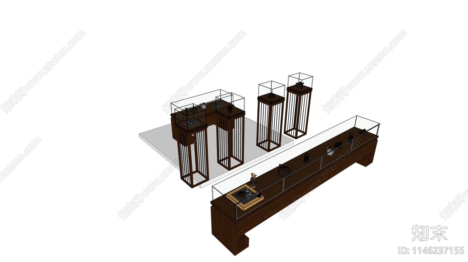 新中式展柜SU模型下载【ID:1146237155】