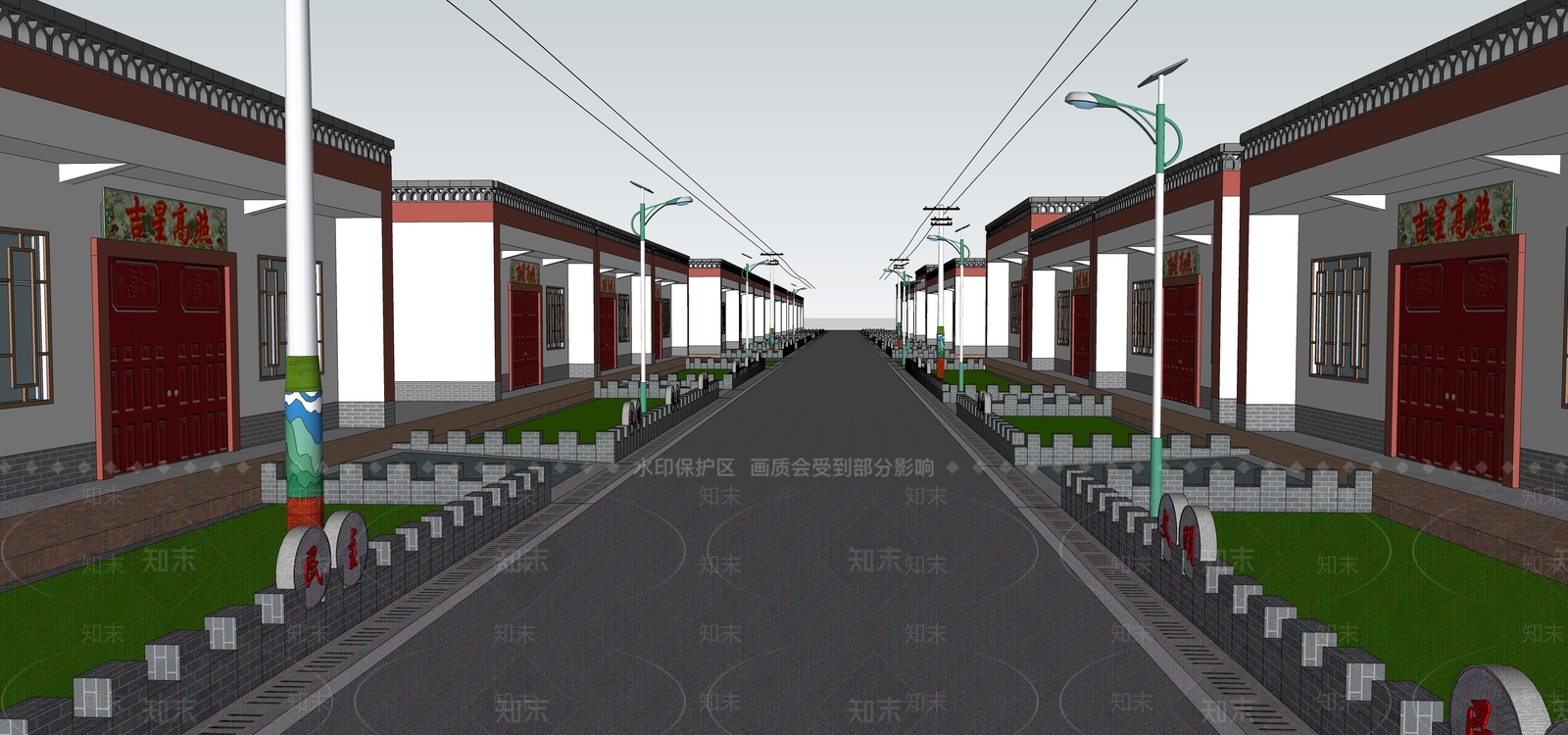 现代乡村街道SU模型下载【ID:1146237548】