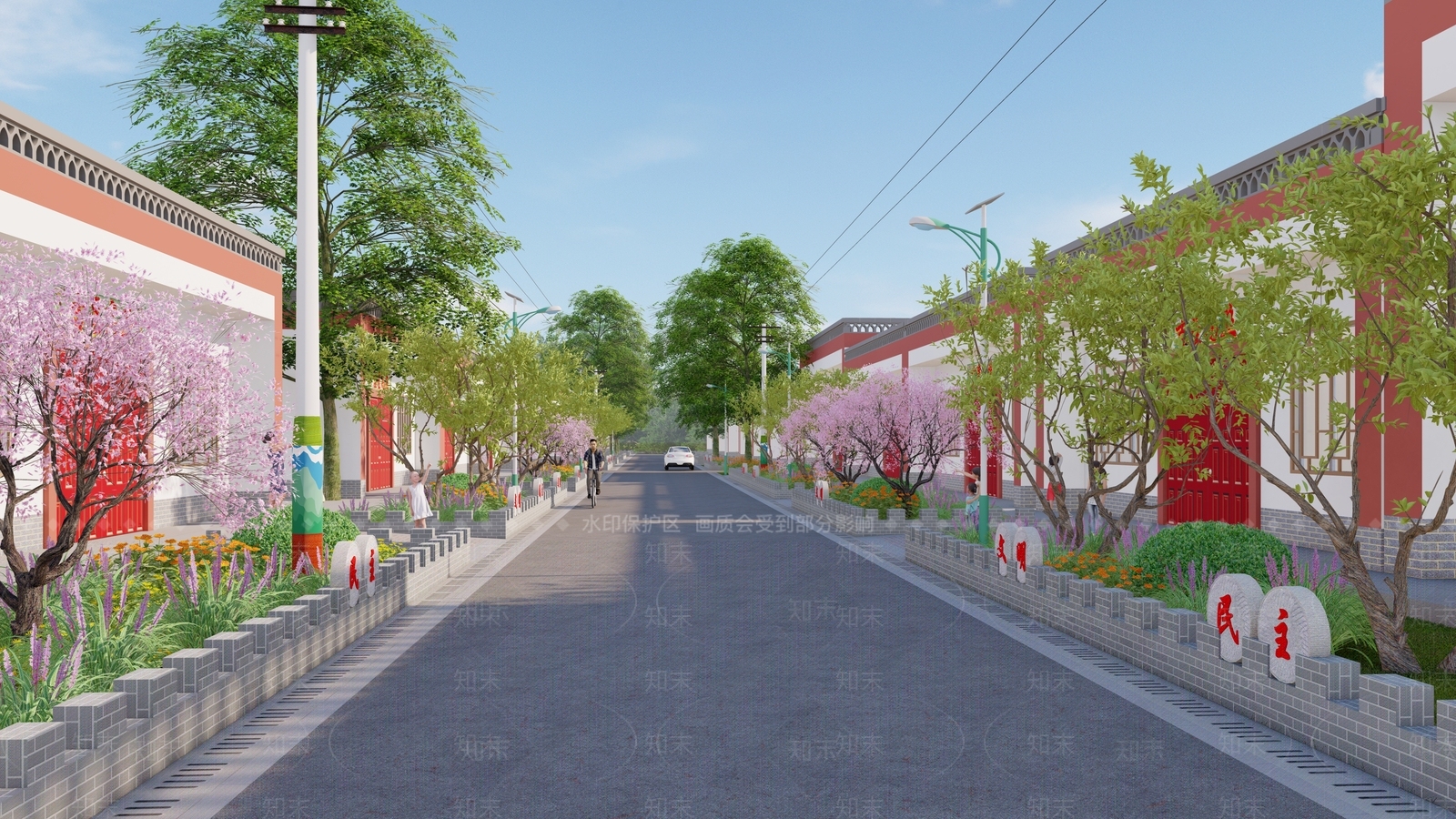 现代乡村街道SU模型下载【ID:1146237548】