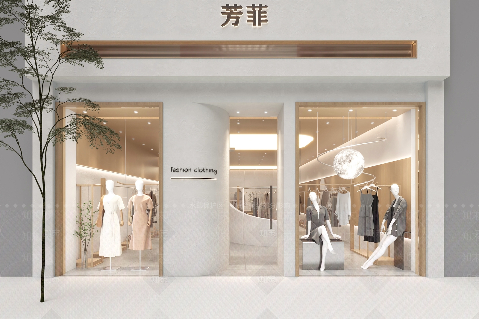 现代服装店3D模型渲染效果图