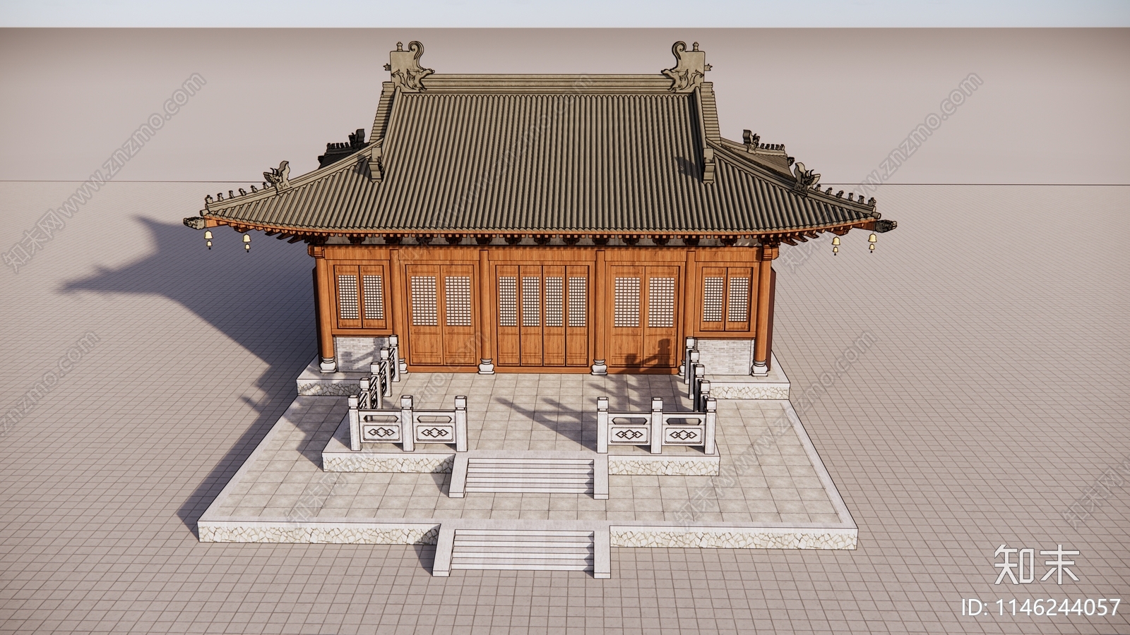 中式寺庙建筑SU模型下载【ID:1146244057】