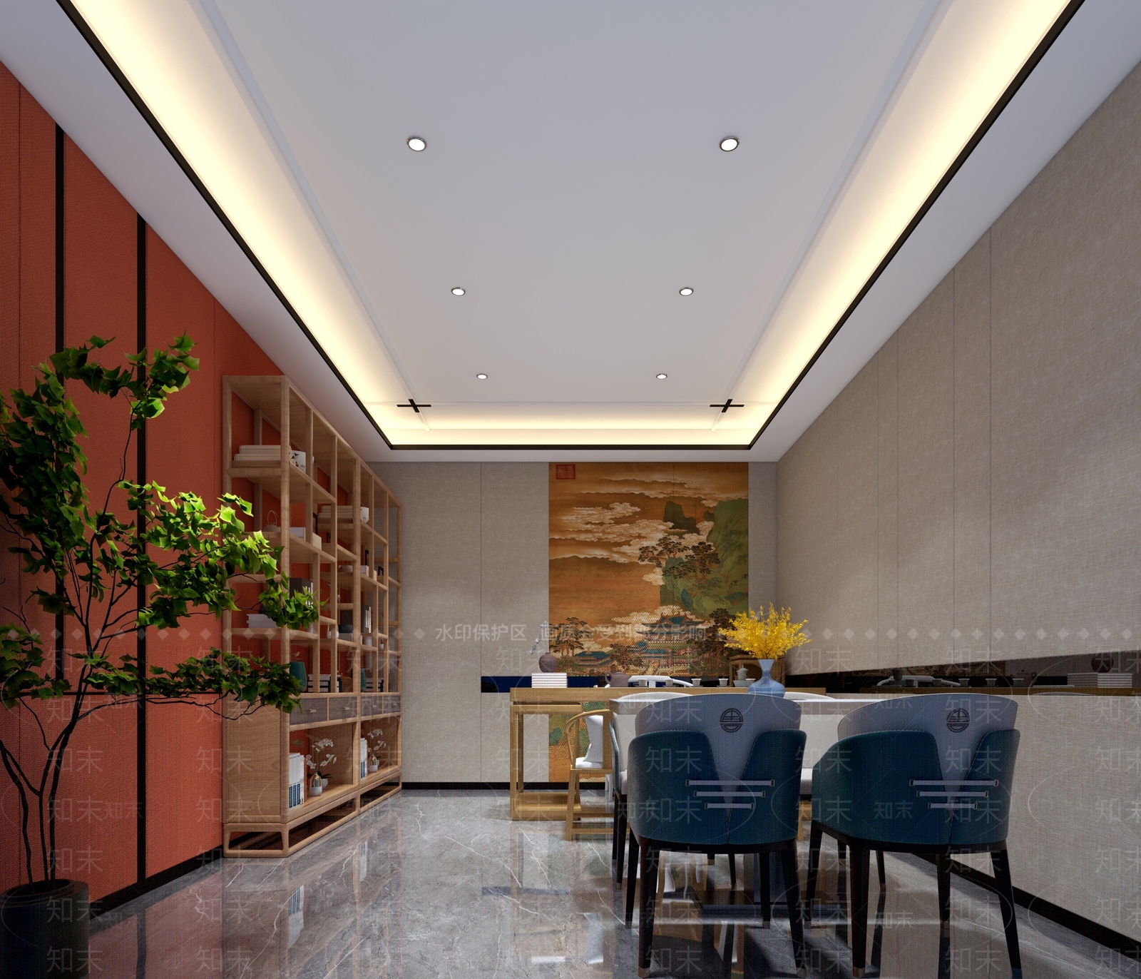 新中式茶餐厅包间3D模型下载【ID:1146247159】_知末3d模型网