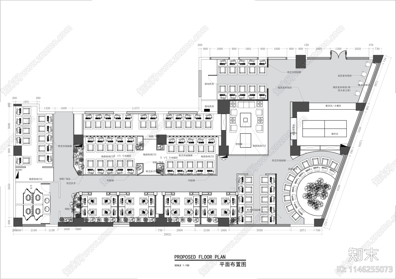 网咖网络会所平面施工图下载【ID:1146255073】
