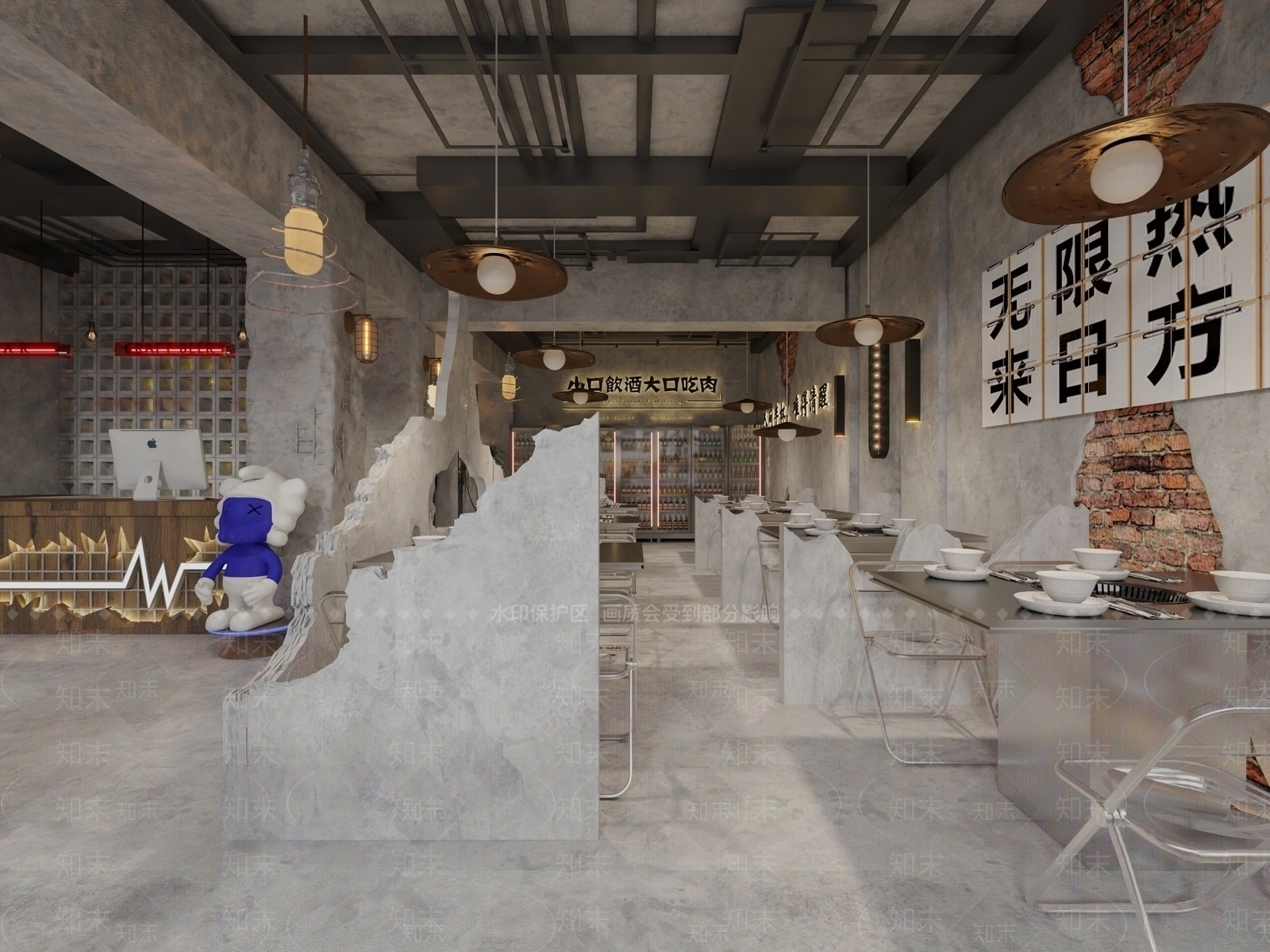 工业风烧烤店SU模型下载【ID:1146255472】